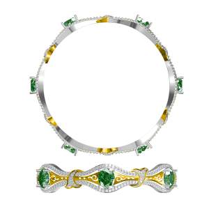 Beautifully Crafted Diamond Bangles in 18k Yellow gold with Certified Diamonds - BR0249P